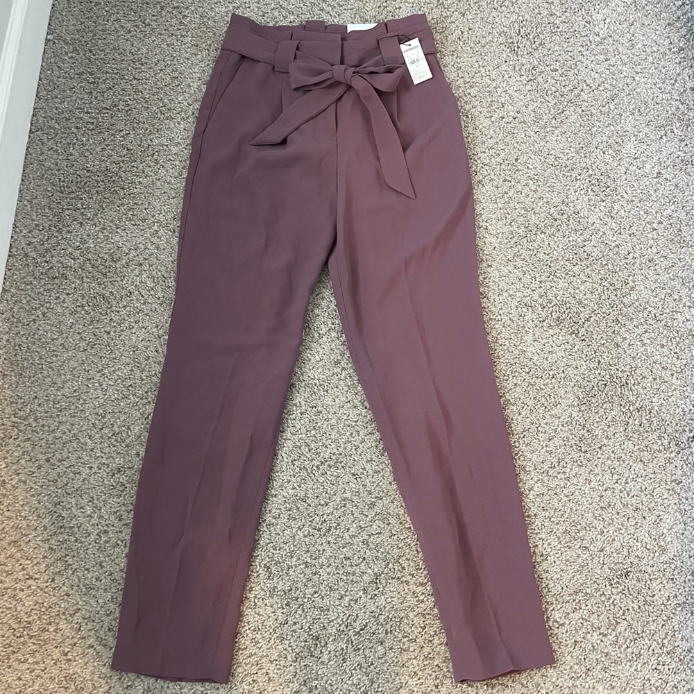 Express tie waist mauve purple pants